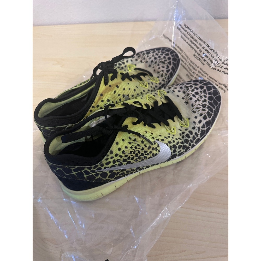 Nike Free 5.0 TR Fit 5 Print Training Shoes Athletic Gym Yellow Black